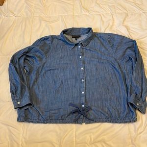 Chambray denim button-down top